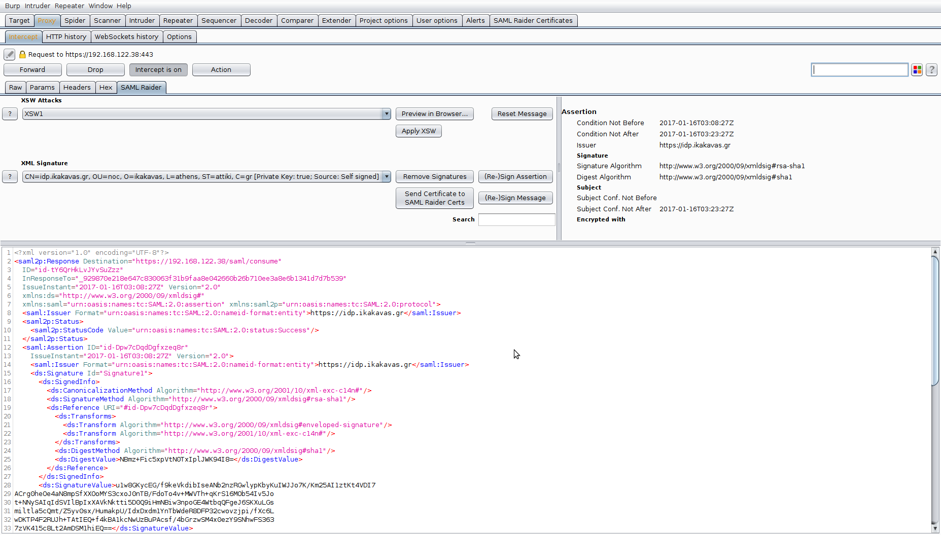 SAML Authentication Response